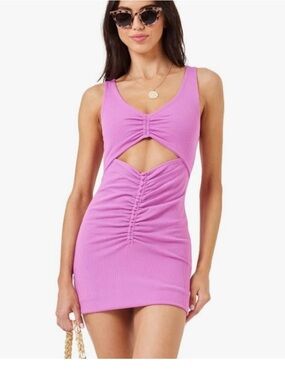 L- Space Sleeveless Cutout Ruched Bodycon Dress - Pink